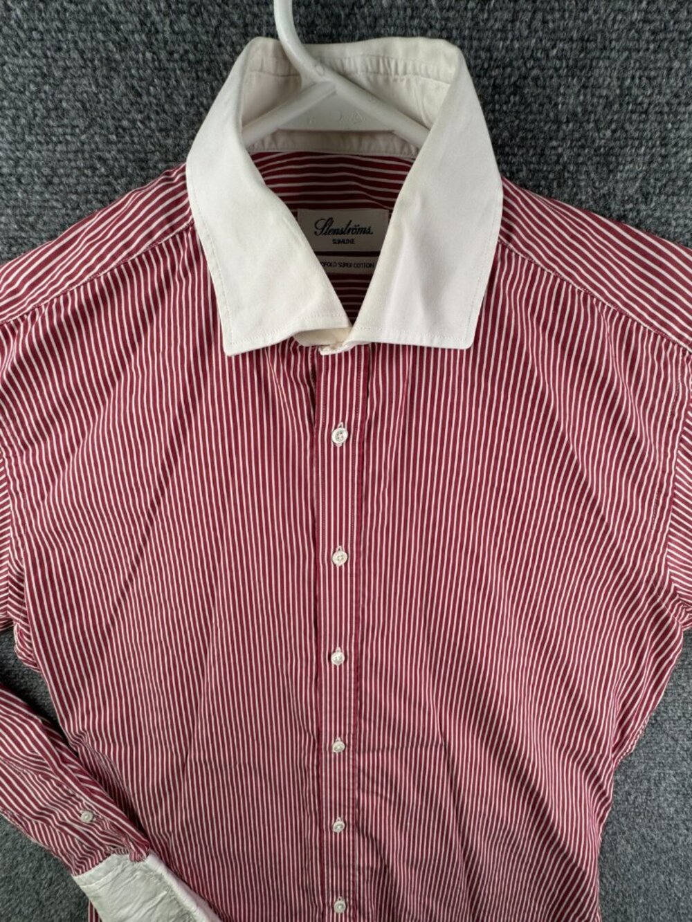 Stenstroms Long Sleeve Button Up Shirt Size 39 Men Striped Red Contrast Slimline